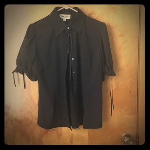 Bettie Page Puff Blouse Black XL